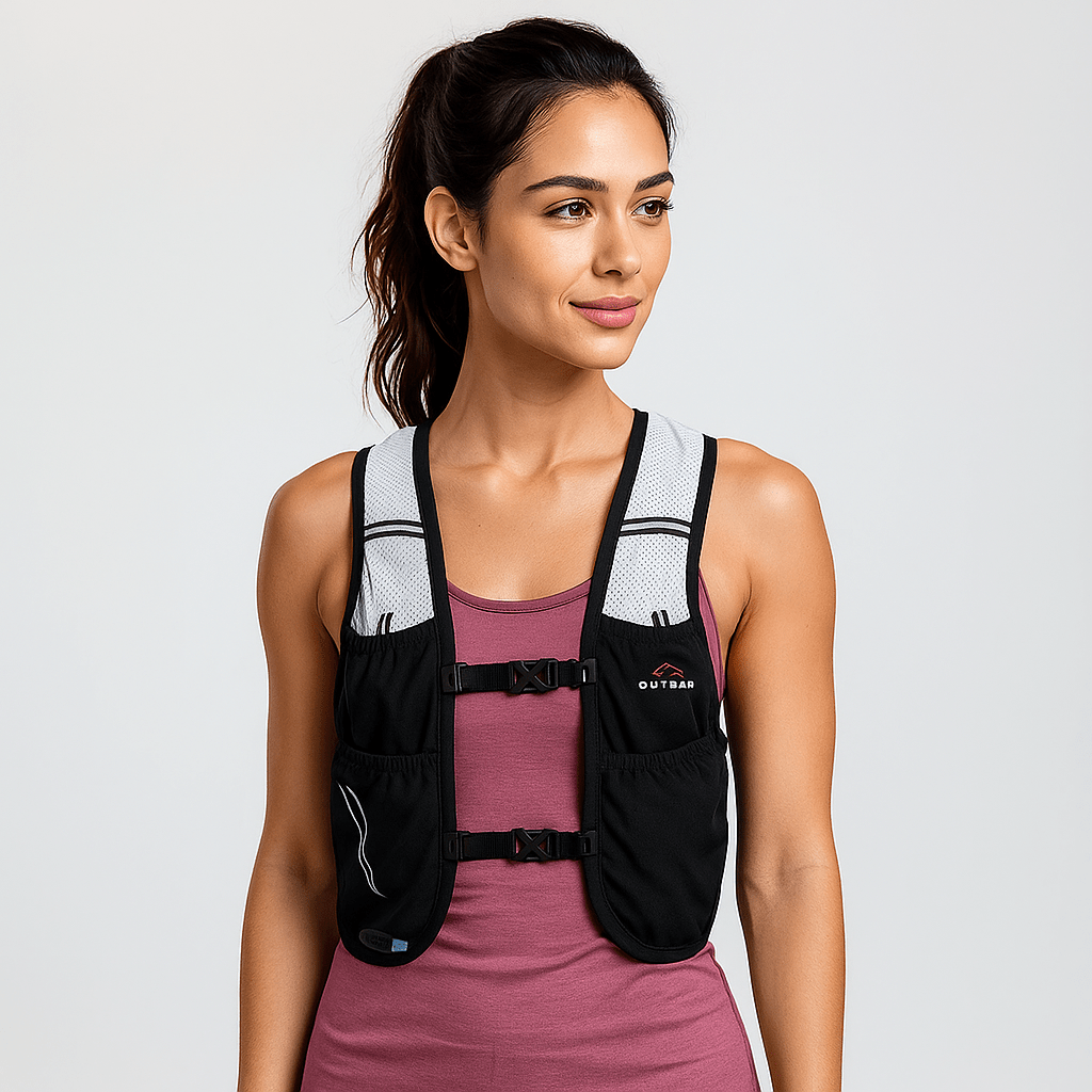 Juoksuliivi - 2 pehmeää pulloa 450 ml - Ihanteellinen polkujuoksuun - EmiyoSuomi - Naisten liivi