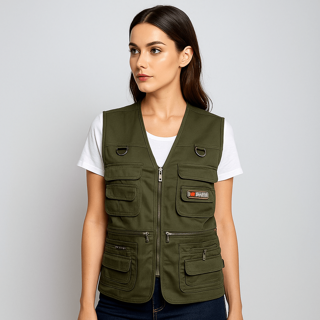 Ulkona käytettävä Cargo - liivi - Useita taskuja - Kestävä & Käytännöllinen - EmiyoSuomi - Naisten liivi