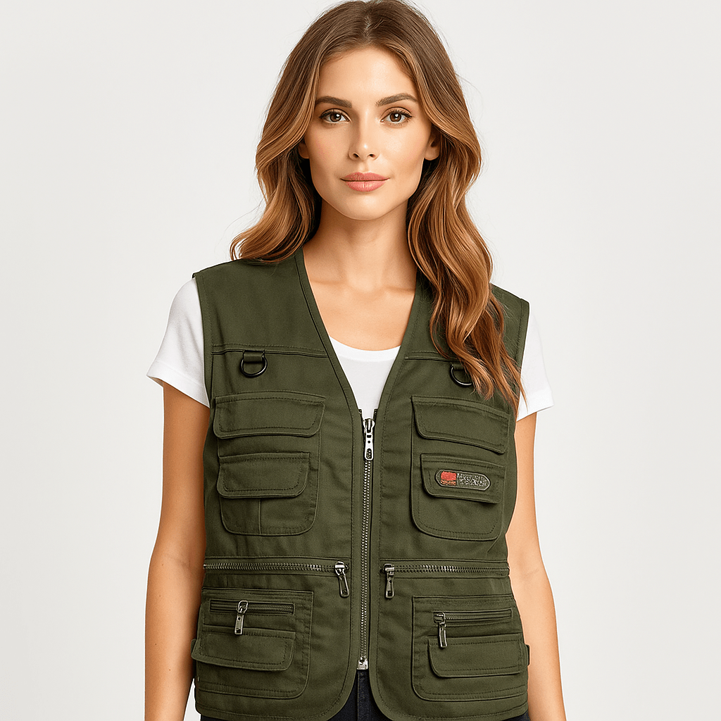 Ulkona käytettävä Cargo - liivi - Useita taskuja - Kestävä & Käytännöllinen - EmiyoSuomi - Naisten liivi